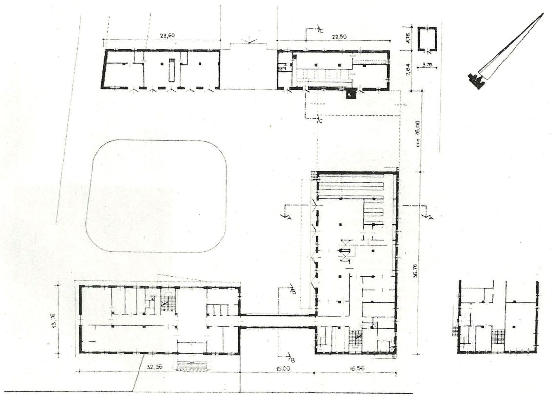 Az épület alaprajza. (forrás: Magyar Építőipar)