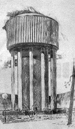 Látványrajz a víztoronyról (forrás: Magyar Építőipar 1957/5--6.)