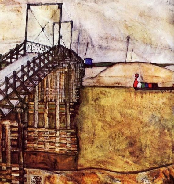 A Híd. Egon Schiele festménye a "Kecskelábú" hídról. (forrás: http://szigetkoz.eu)