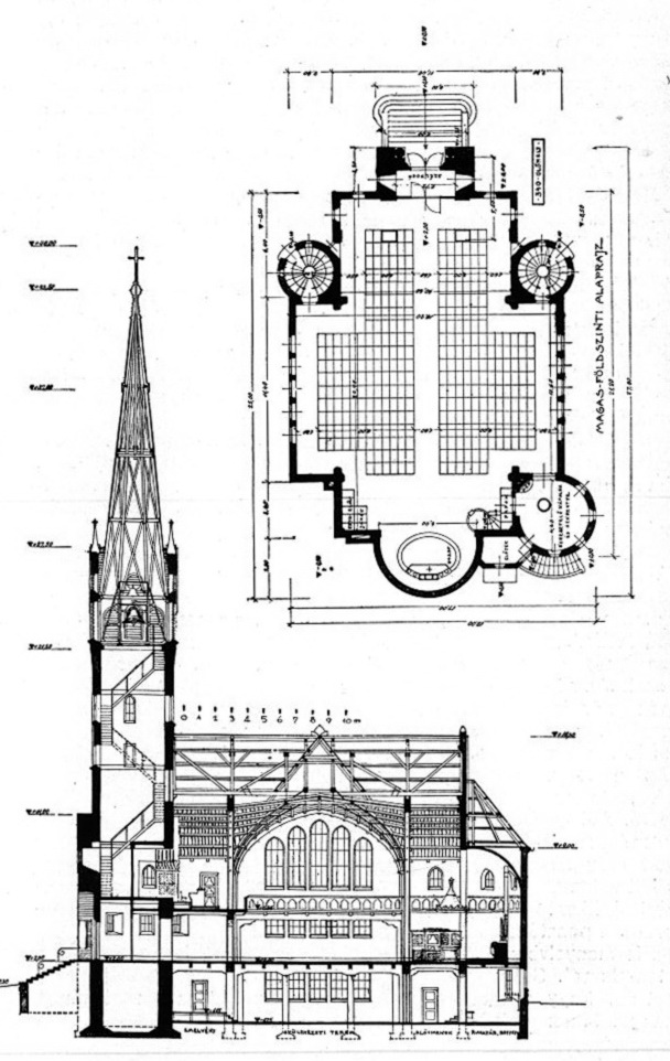 Metszet és alaprajz. (forrás: MÉ, 1941/12.)